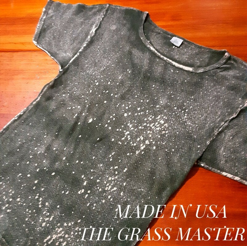 最値!希少デッドストック!USA製!ヴィンテージ!名作ブリーチ染め!THE GRASS MASTER(ザ グラス マスター)サーマル 半袖 Tシャツ!濃緑 Lサイズ