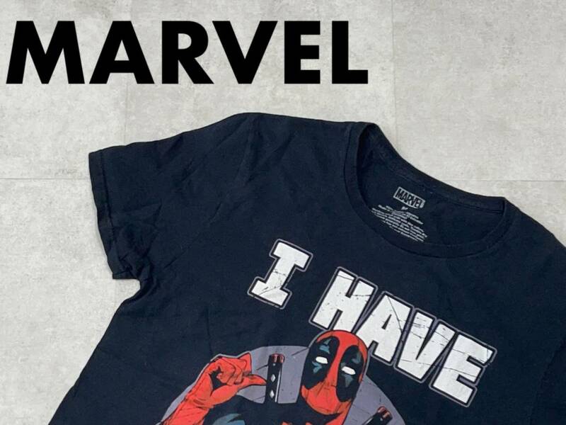 ☆送料無料☆ MARVEL マーベル USA直輸入 古着 半袖 デッドプール Deadpool Tシャツ メンズ M ブラック トップス 中古 即決