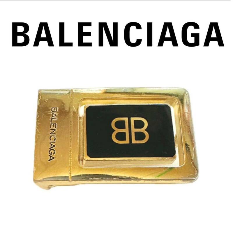 バレンシアガ BALENCIAGA ベルト バックル 替え 交換 メタル BB ゴールド メンズ PARIS 紳士 替えベルト 金具 ロゴ 黒 ブラック