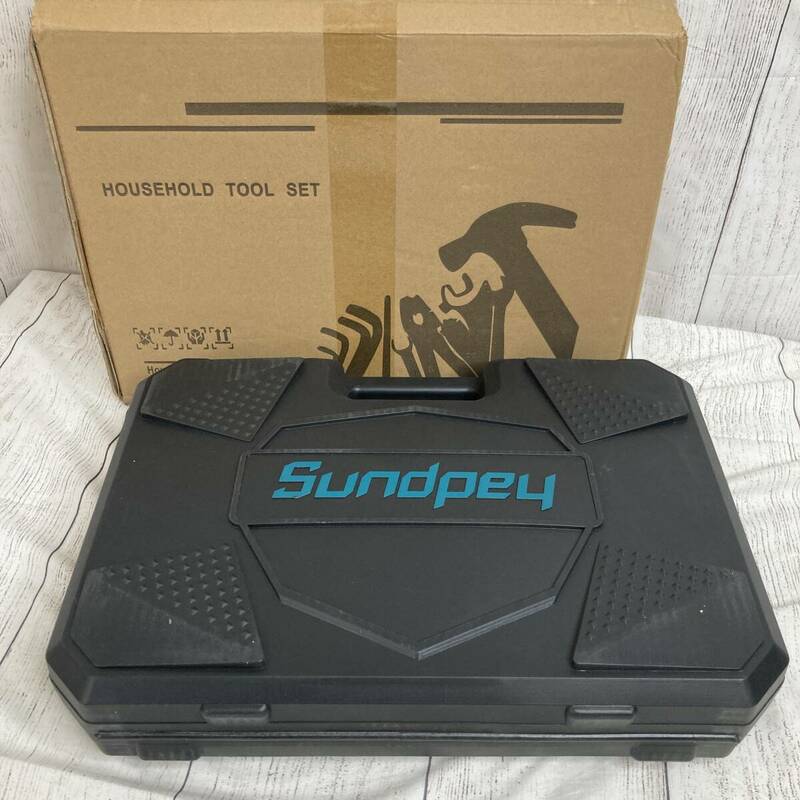 【未検品】Sundpey 工具セット 家庭用ホームツールセット 日曜大工 DIY 多機能ツールキット 収納ケース付き/Y22594-T3