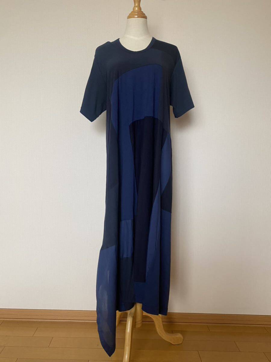 美品◆Y's ワイズ　ロングワンピース◆変形アシメ◆ネイビー◆YOHJI YAMAMOTO