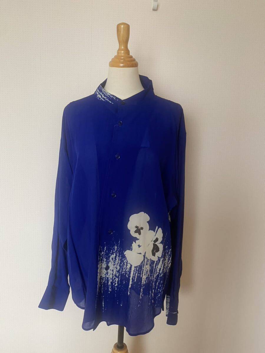 タグ付き新品◆Y's ワイズ　パンジープリントスタンドカラーシャツ◆ブラウス◆セットアップ可能◆YOHJI YAMAMOTO