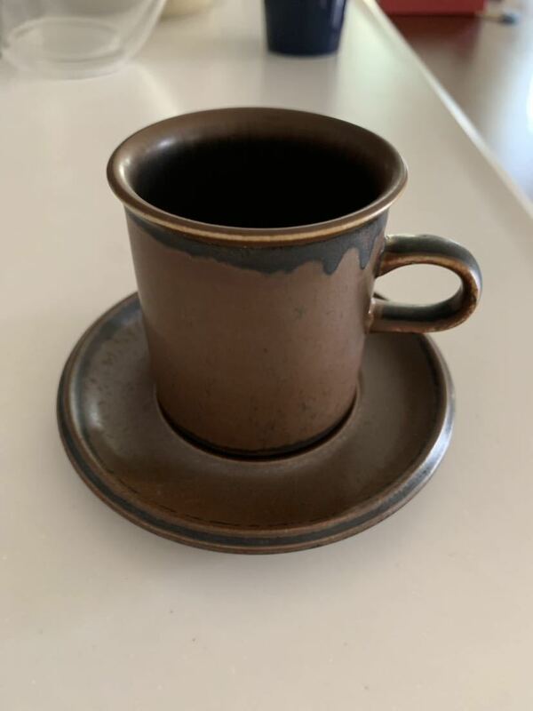 アラビア ルスカ カップ&ソーサー デミタス コーヒーカップ ARABIA RUSKA 北欧 カップ ソーサー ブラウン 茶