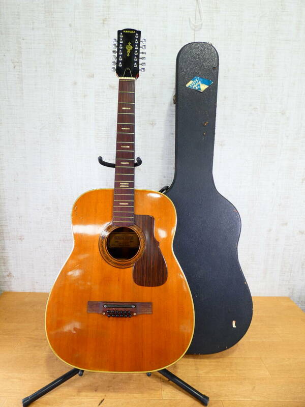 【S) ジャンク!KASUGA GUITAR 12弦アコースティックギター W-160★春日ギター/アコギ/ケース付き＠180（6）】