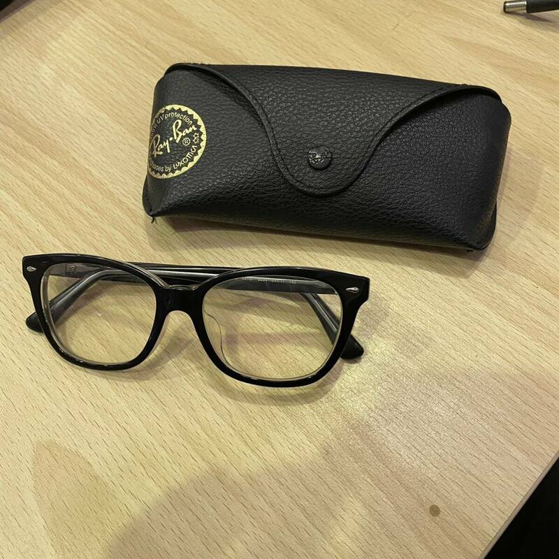 岸170 used Ray-Ban レイバン 伊達メガネ ウエリントン型 ブラック black RB5319-F 箱付