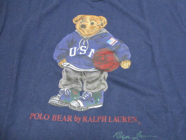 送料無料！自宅保管品８0年代末アメリカ購入品・ POLO Ralph Lauren bear Tシャツ ポロベアー ラルフローレンM サイズvintageM