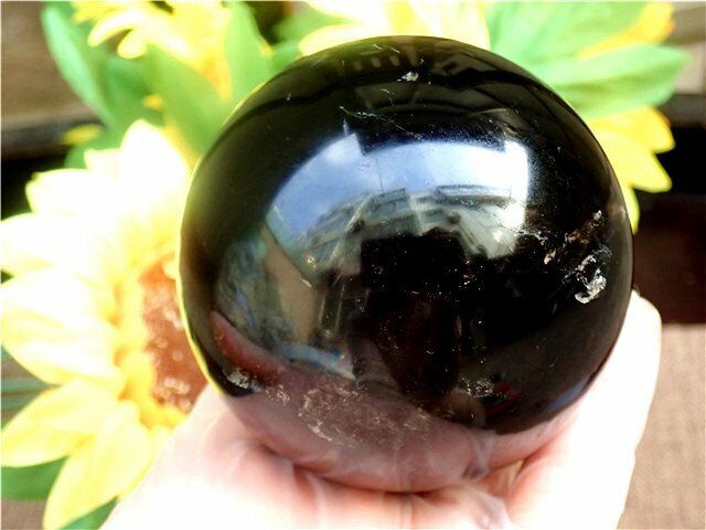 AAA級【魔除け】天然モリオン黒水晶丸玉179C1-51C29D