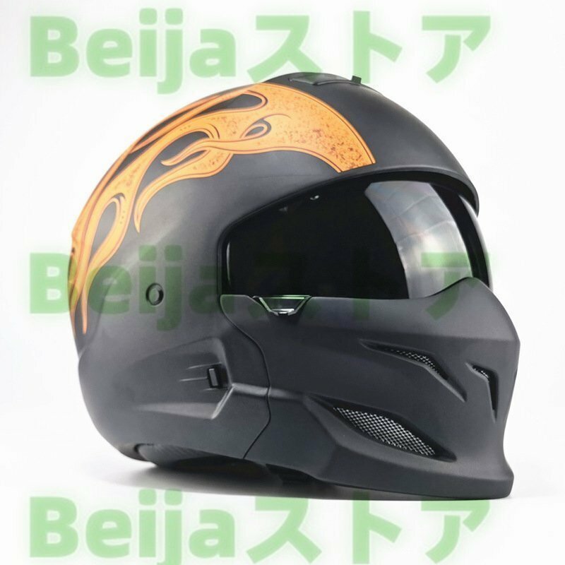 cxr2378★人気新品オートバイヘルメットサムライブラックスコーピオンヘルメットハーレーレトロコンビネーションヘルメット顎部分着脱でき