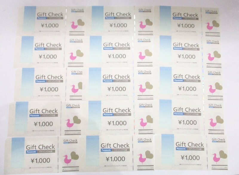 ○ Panasonic Gift Check パナソニック ギフトチェック 15000円分 1000円券 × 15枚 未使用品