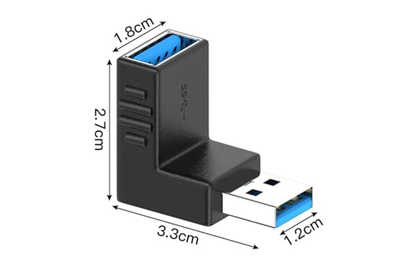 USB3.0 L型90度直角アダプタ 5Gbps Type A 上向き 2個セット