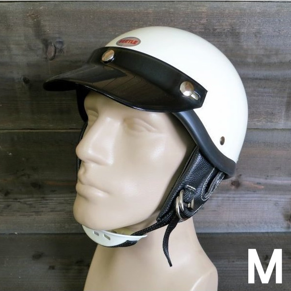 OCEAN BEETLE「SHORTY4 」アイボリー　サイズ：M　　（装飾用 オーシャンビートル ビンテージ HALF HELMET