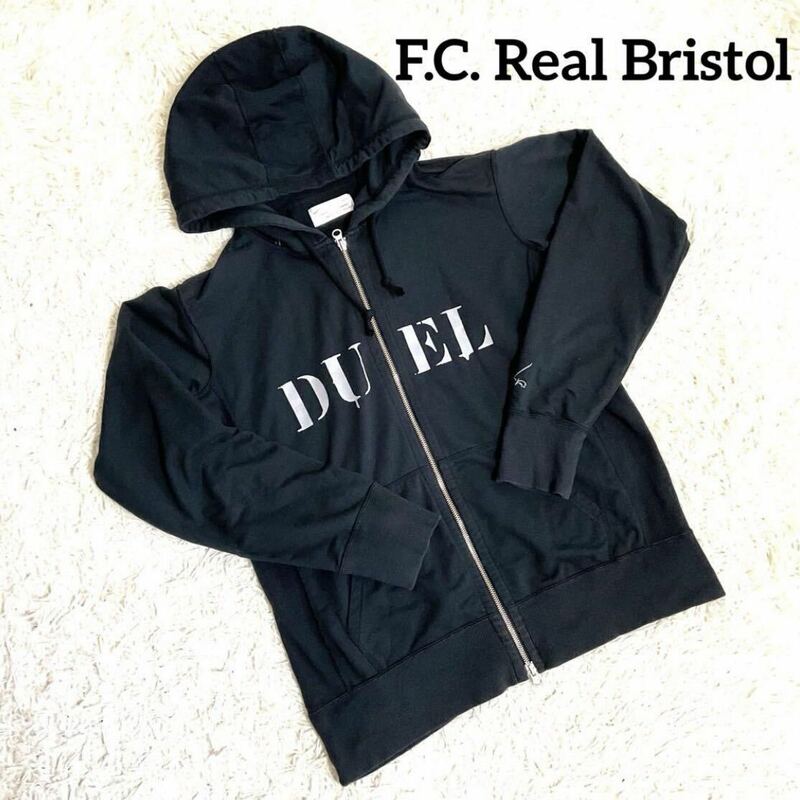 F.C. Real Bristol エフシーレアルブリストル ナイキ パーカー ジップアップ 刺繍 プリントロゴ フード付き ブラック M メンズ