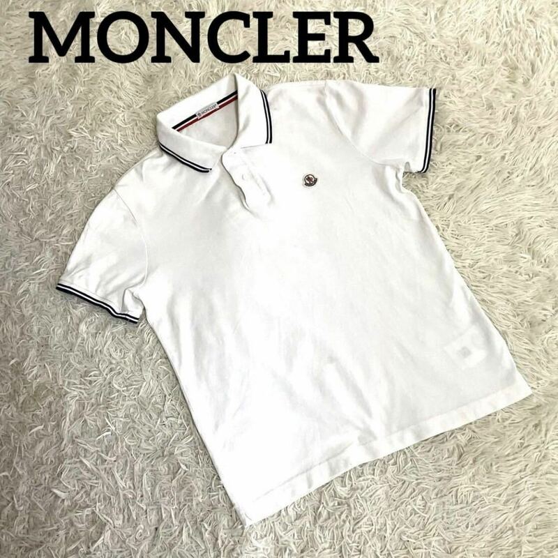 MONCLER モンクレール ポロシャツ 半袖 トリコロール ロゴボタン ワッペン ワンポイント プリントロゴ M ブラック メンズ