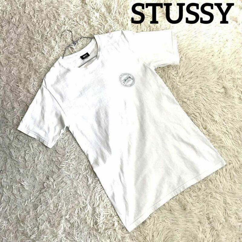 STUSSY Tシャツ 半袖 プリント ビックロゴ ホワイト クルーネック ビックロゴ ホワイト メンズ レディース ユニセックス サイズS メンズ