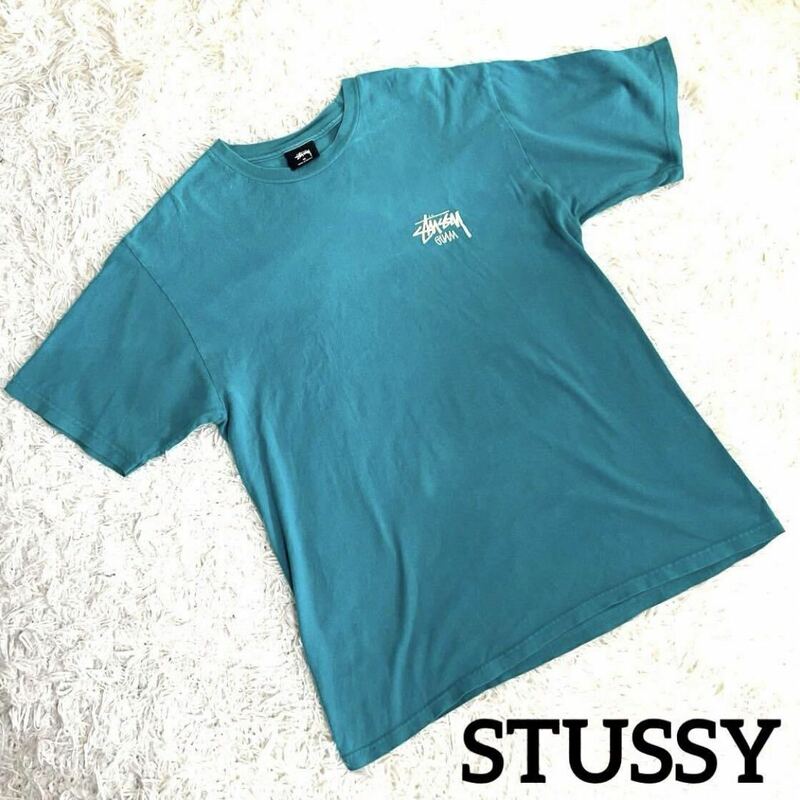 STUSSY Tシャツ 半袖 プリント ビックロゴ グリーン クルーネック グリーン メンズ レディース ユニセックス サイズM