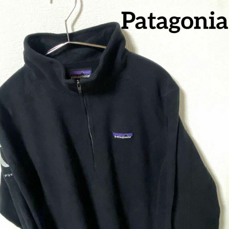 Patagonia パタゴニア ジップフリース 刺繍ロゴ APPDYNAMICS サイズL ブラック アウトドア、 ストリート オーバーサイズ 菅田将暉 メンズ