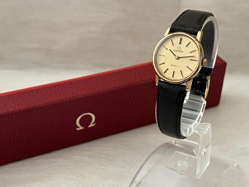 ◯【稼働品】OMEGA オメガ DE VILLE デビル 手巻き式 レディース腕時計 ケース付き USED ◯