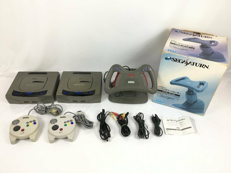 【ジャンク品】セガサターン SEGA SATURN レーシングコントローラー HSS-0115 周辺機器 まとめセット ハンドル SS wa◇56