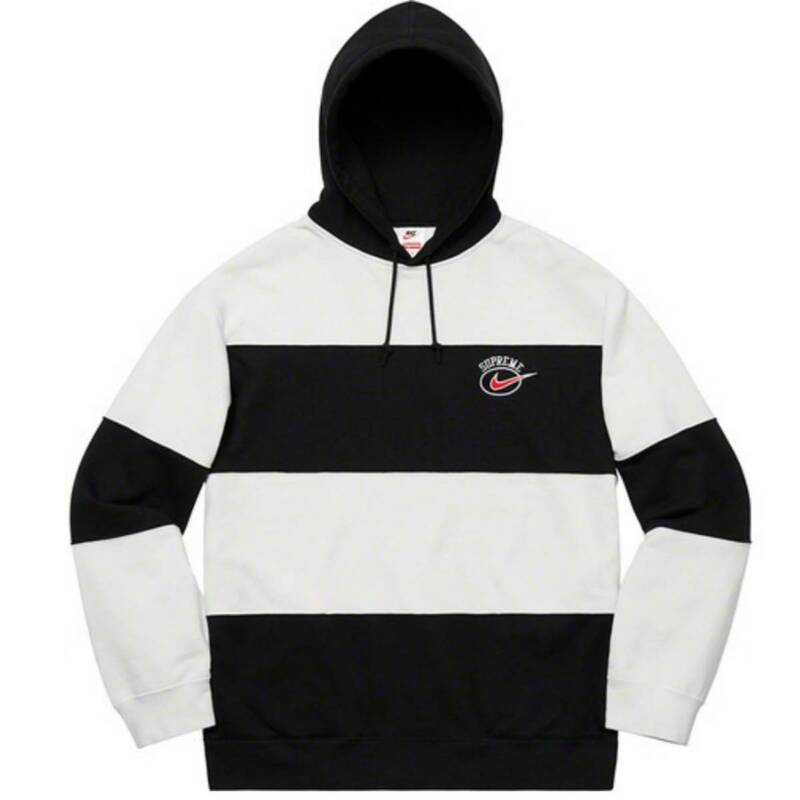 新品 未使用 正規品 ◆ Supreme 19SS Nike Stripe Hooded Sweatshirt White/Black サイズM ◆ 