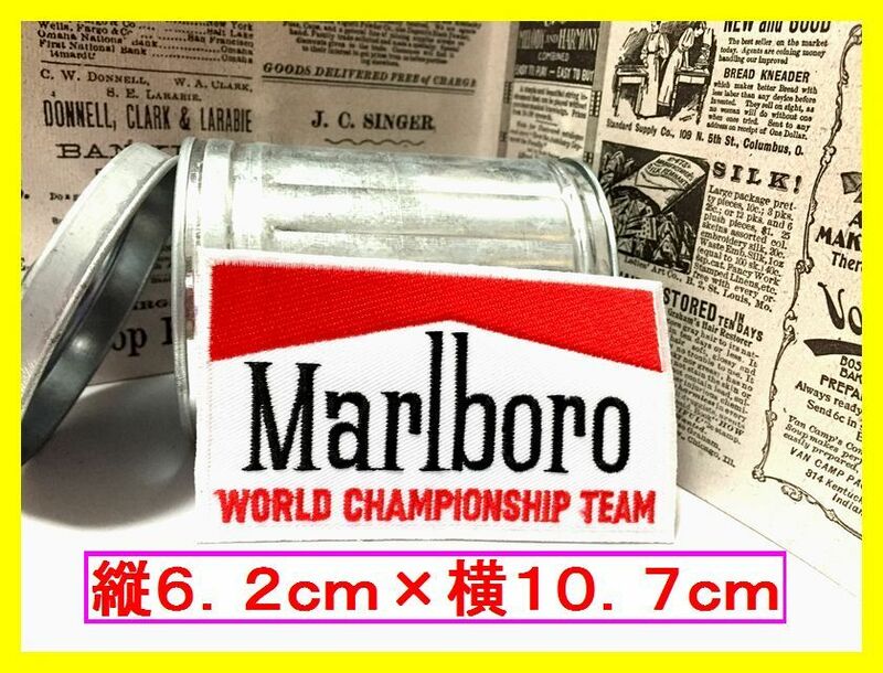 アイロン 接着 刺繍 ワッペン ★ Marlboro マルボロ　ワールドチーム ★車　バイク　オイル　つなぎ　工具