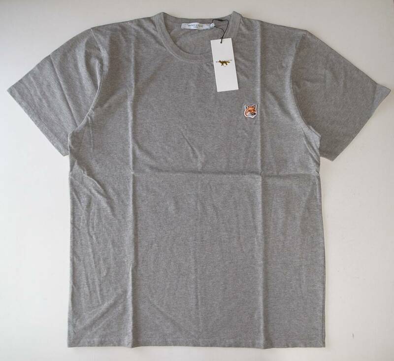 maison kitsune fox head tシャツ grey sizeXL