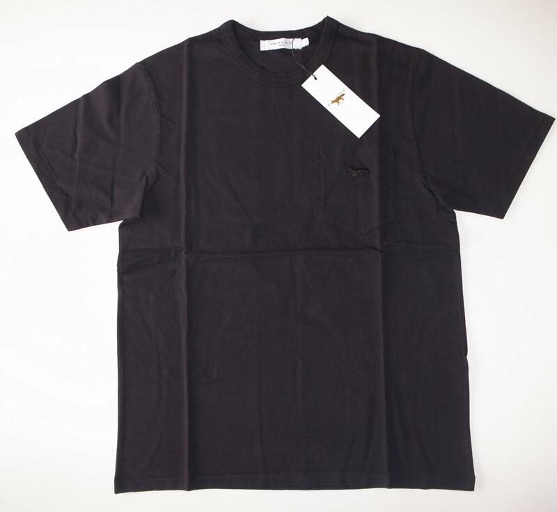 maison kitsune TONAL FOX PATCH CLASSIC TEE ポケット Tシャツ black sizeM 22AW