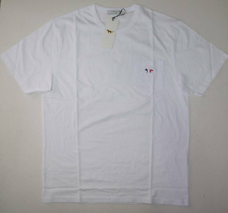 maison kitsune fox ポケット tシャツ white sizeXL 22AW