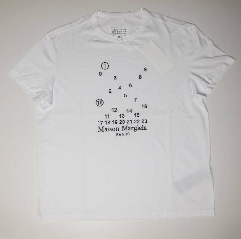 maison margiela マルジェラ logo calender tee カレンダー ロゴ Tシャツ sizeM white