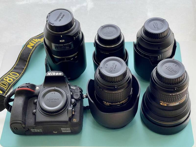 【超お買得】ニコン　フルサイズ　D810と大三元レンズ2本を含む定番レンズ5本セット