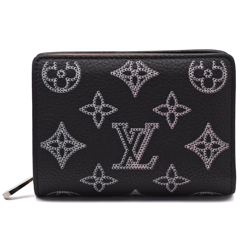 ルイヴィトン LOUIS VUITTON ポルトフォイユ クレア 三つ折り 財布 M81658 マヒナ レザー ノワール ブラック 黒 コンパクト 小物 中古