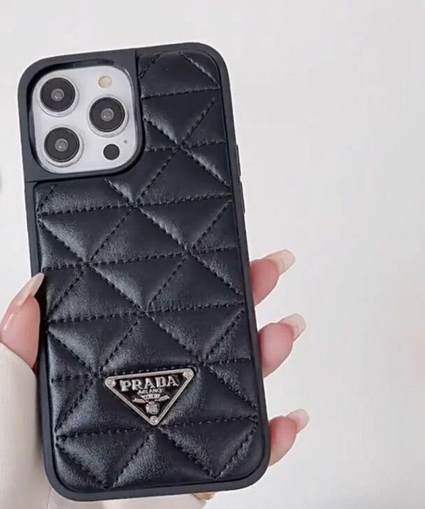 PRADA iPhone14proMAXケース　黒　キルティングレザー