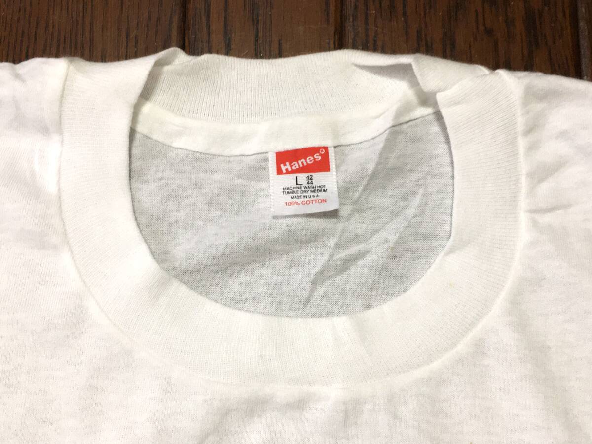USA製 90s ビンテージ ヘインズ Hanes シングルステッチ Tシャツ L 白 ホワイト 無地 アメリカ製 米国製 90年代