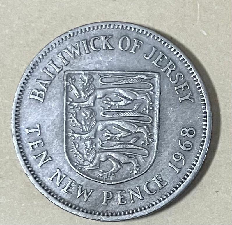 イギリス王室属領ジャージー島　10ペンス　1968年　外国コイン　古銭　アンティーク　外国銭　イギリス　ニューペンス　ジャージー島　