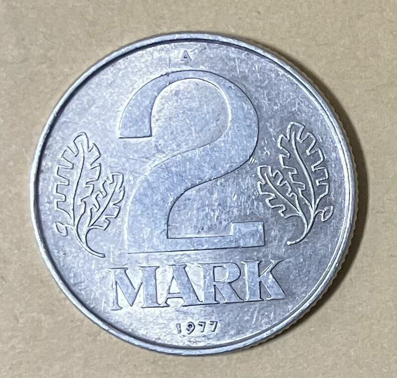 ドイツ　2マルク　1977年　外国コイン　古銭　外国銭　ドイツコイン　アンティーク　海外コイン　マルク