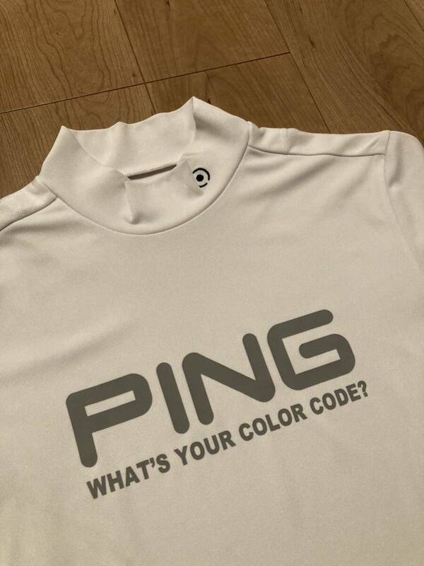 ping ピン モックネック シャツ Sサイズ メンズ 半袖 吸水速乾 ゴルフ 白 ホワイト