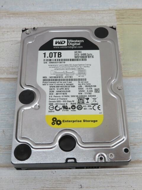 1.0TB/初期化済み★Western Digital WD1003FBYX-01Y7B1 HDD 内蔵 ウエスタンデジタル PC用品 USED 95218⑥★！！