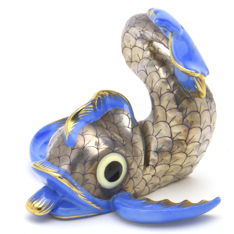ヘレンド カード立て ドルフィン(ブルー) 手描き 幸福を運ぶ神話の中の架空の魚 磁器 フィギュリン 置物 飾り物 ハンガリー製 新品 Herend