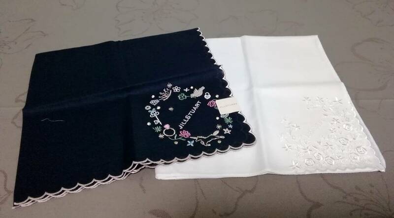 ★★『JILL STUART』&『JUNKO SHIMADA』《刺繍綿ハンカチ2枚》47㎝角 ☆未使用・保管品☆ ★★