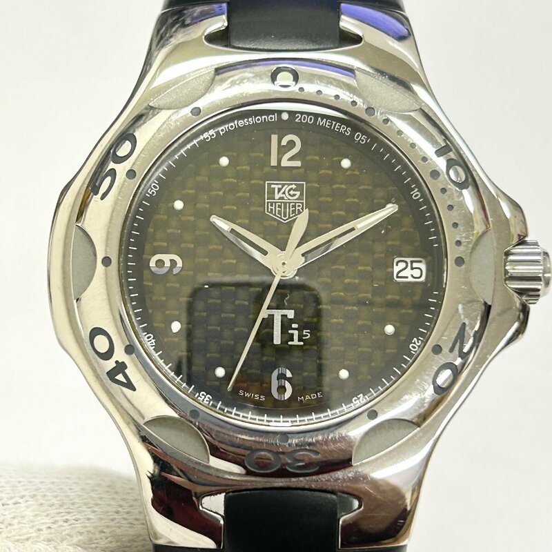 TAGHEUER（タグ・ホイヤー） 稼働品☆キリウム WL1180 メンズ用クオーツ式腕時計 デイト付き チタンモデル 軽量タイプ ジャンク 匿名配送