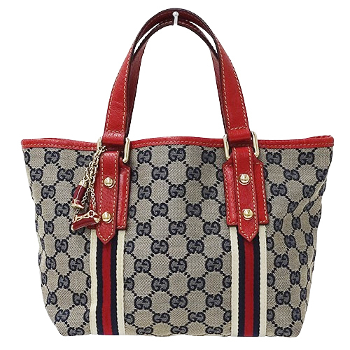 グッチ GUCCI バッグ レディース ブランド トートバッグ ハンドバッグ GGキャンバス レッド ネイビー 139261 チャーム付き ミニバッグ