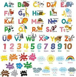 DECOWALL DSL-8070 動物 アルファベット 数字 色 天気 ウォール ステッカー デコ 幼稚園 保育園 子供部屋 D