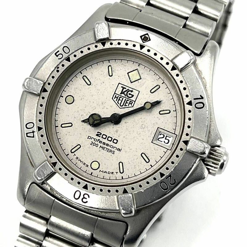 1円《 希少・稼動品 》TAG HEUER タグホイヤー メンズ 腕時計 プロフェッショナル デイト 2000シリーズ シルバー ホワイト 防水 スイス製