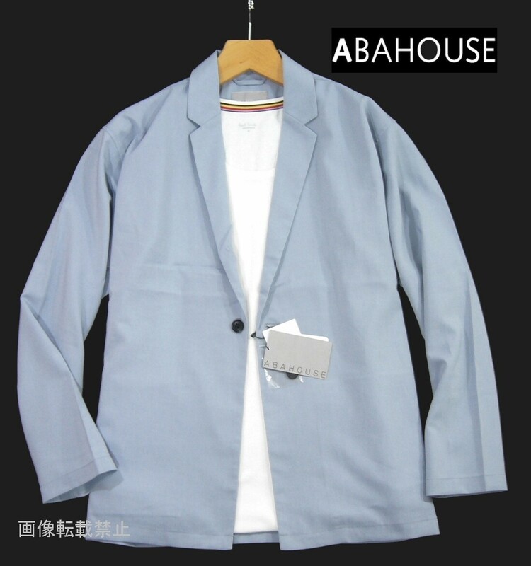 新品 春夏 ☆ アバハウス ABAHOUSE　接触冷感 薄手 カジュアル サマージャケット　48/L　サックスブルー　テーラード 清涼感 ゴルフにも◎