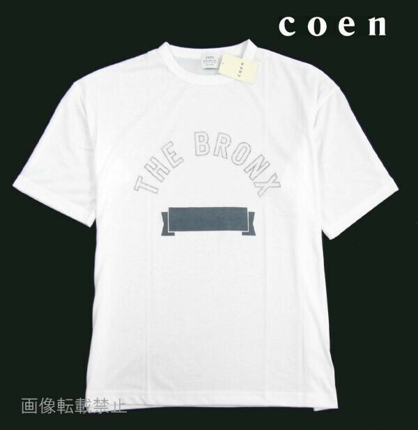 新品 春夏 ★ ユナイテッドアローズ　コーエン COEN　Wプリント カレッジ 半袖 Tシャツ　L　白 ホワイト　クルーネック リラックス サマー