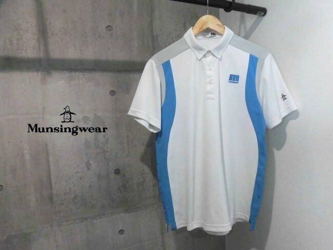 Munsingwear マンシングウェア UPF15 SUNSCREEN サンスクリーン 半袖 ポロシャツ LL/ボタンダウンシャツ XL/白/メンズ/GOLFゴルフ/MEMNJA06