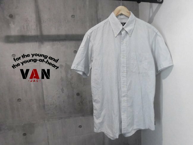 VAN JAC ヴァンヂャケット ストライプ 半袖シャツ M/ボタンダウンシャツ/メンズ/ヴァンジャック/EH-93011
