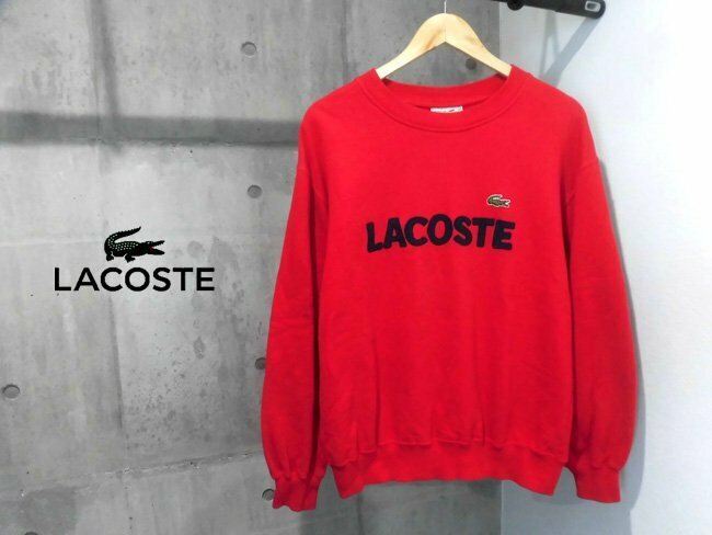 LACOSTE ラコステ ロゴワッペン クルーネック スウェット トレーナー 4/スウェットシャツ/赤 レッド/メンズ