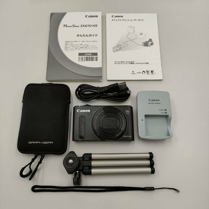 美品 Canon キャノン PowerShot SX610 HS 光学18倍ズーム デジタルカメラ ブラック 黒
