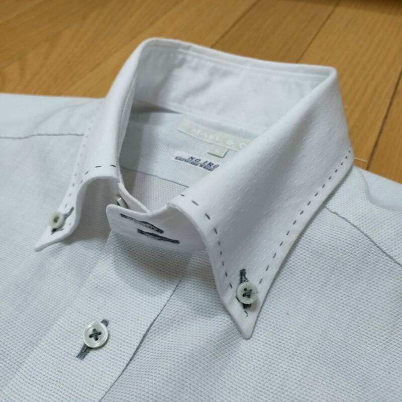 MALE&co. メイルアンドコー タカキュー 半袖 ボタンダウンシャツ L 薄いグレー 淡いグレー ビジネスシャツ ドレスシャツ