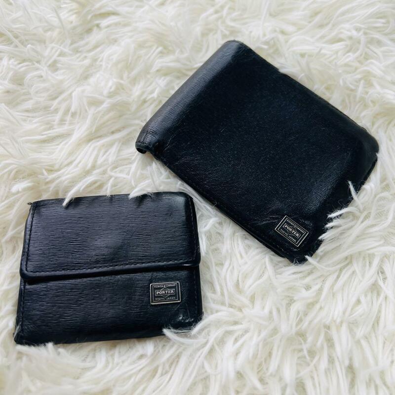 【セット売り】PORTER ポーター　カレント　二つ折り　財布　コンパクトウォレット　コインケース　ブラック　黒